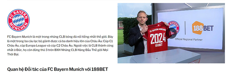 188Bet đang là đối tác với Bayern Munich