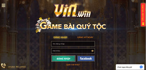 Giao diện cổng game Vin Win